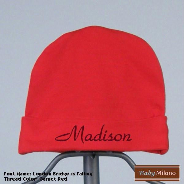 Personalized Red Baby Hat with Name by Baby Milano