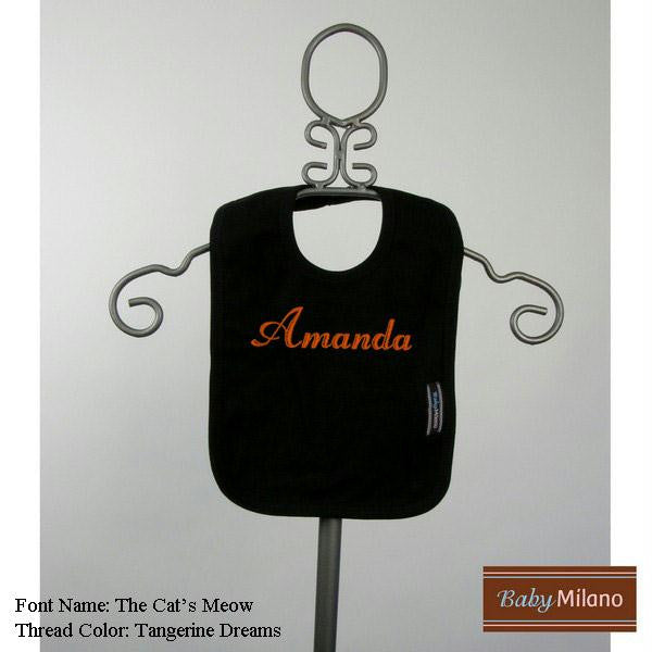 Personalized Black Baby Bib with Name by Baby Milano