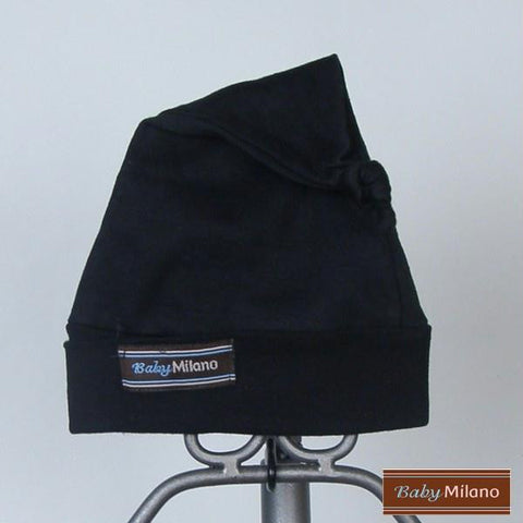 Black Knotted Baby Beanie Hat by Baby Milano