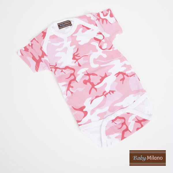 Pink Camo Bodysuit by Baby Milano- Short Sleeve