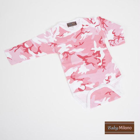 Pink Camo Bodysuit by Baby Milano - Long Sleeve