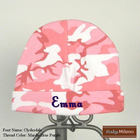 Personalized Pink Camo Baby Hat with Name by Baby Milano