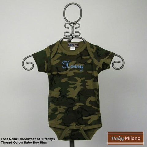 Personalized Camouflage Baby Bodysuit with Name by Baby Milano