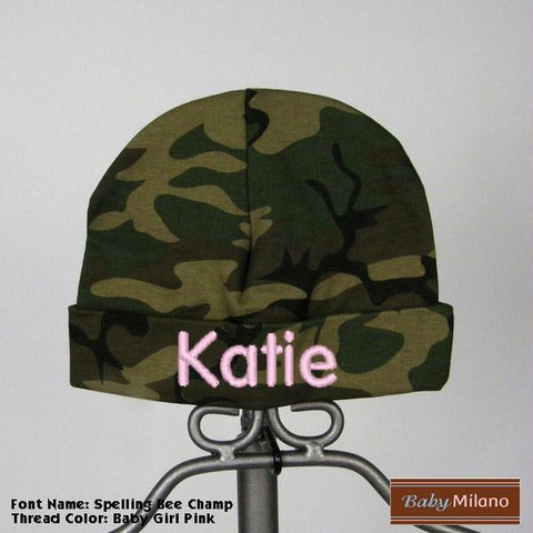 Personalized Green Camo Baby Hat with Name by Baby Milano