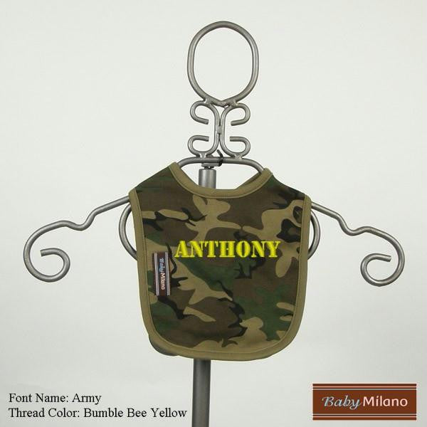 Personalized Green Camo Baby Bib with Name by Baby Milano