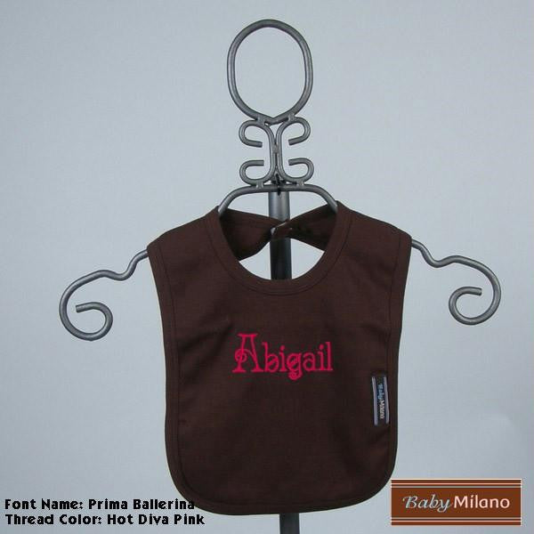 Personalized Brown Baby Bib with Name by Baby Milano