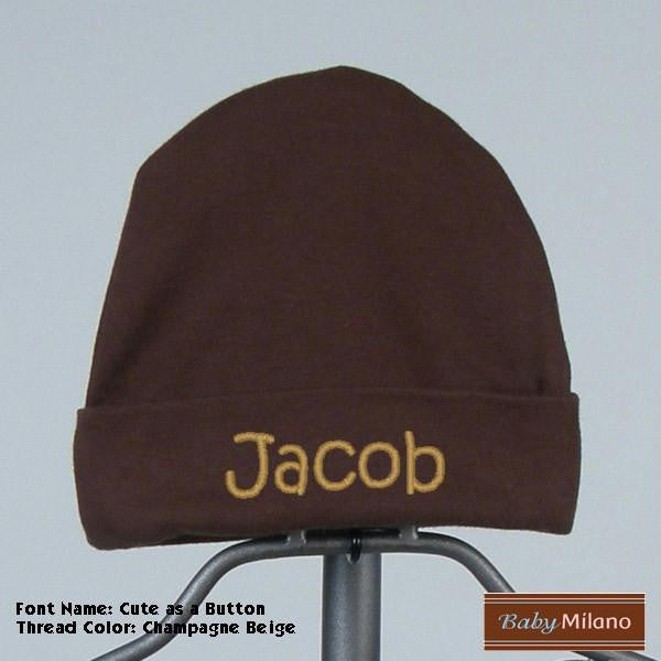 Personalized Brown Baby Hat with Name by Baby Milano