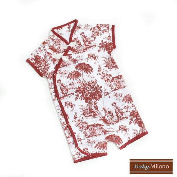 One Piece Baby Kimono - Burgundy & White