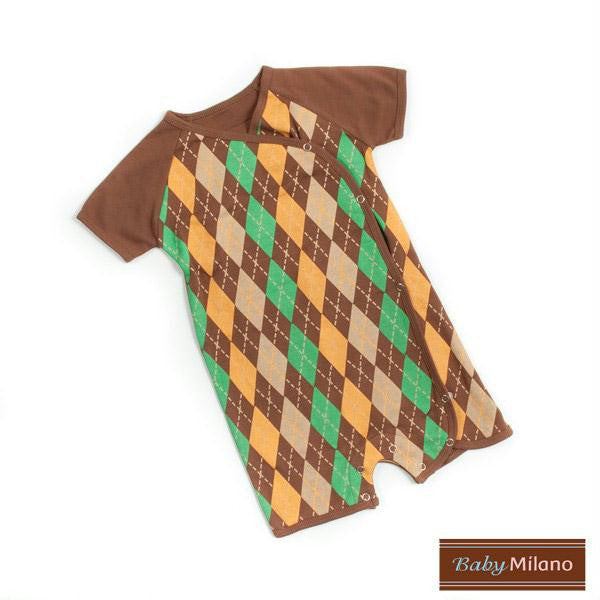 Brown Argyle Baby Romper