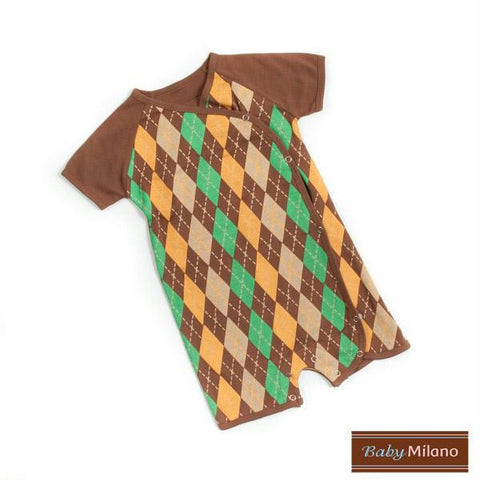 Brown Argyle Baby Romper