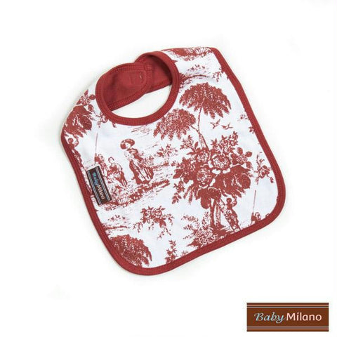 Burgundy Toile Bib