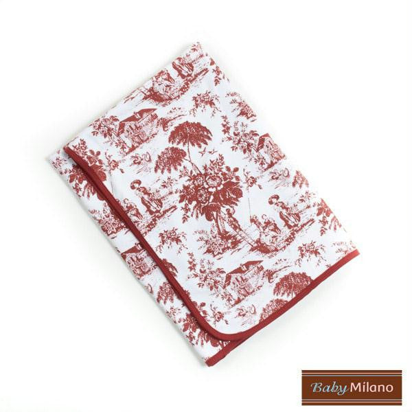 Toile Baby Blanket  - Burgundy