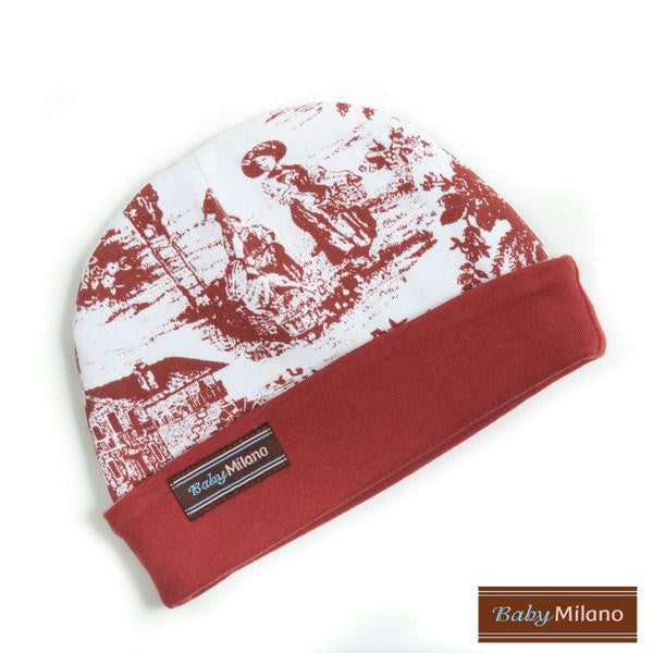 Baby Beanie Hat - Toile Burgundy