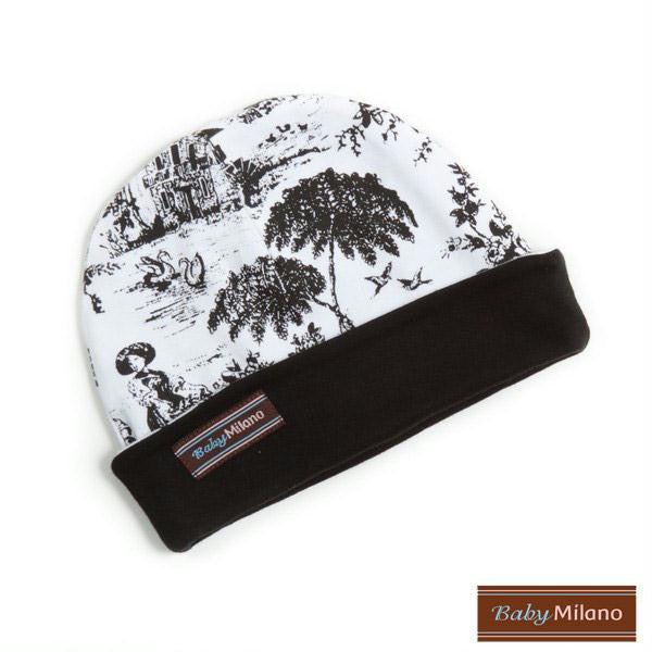 Baby Beanie Hat - Black Toile