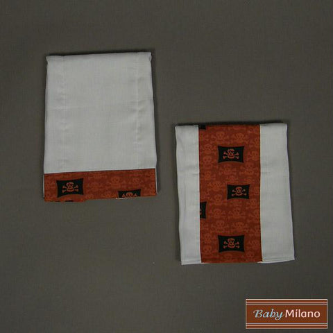 Burp Cloth Set - Orange Skulls Design by Baby Milano