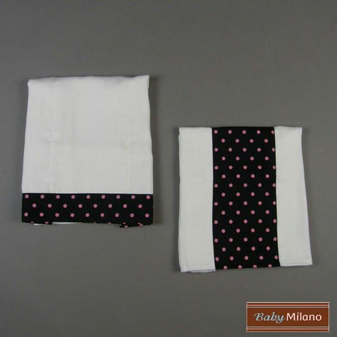 Burp Cloth Set - Black with Pink Dots Design by Baby Milano