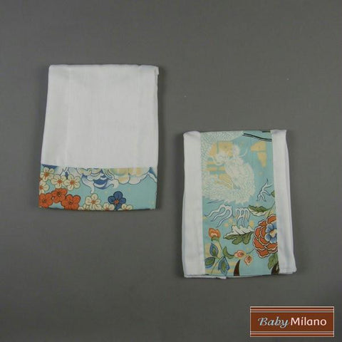 Burp Cloth Set - Blue Oriental Design by Baby Milano