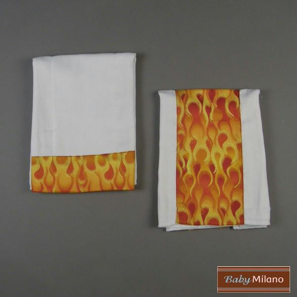 Burp Cloth Set - Orange Flame Design by Baby Milano