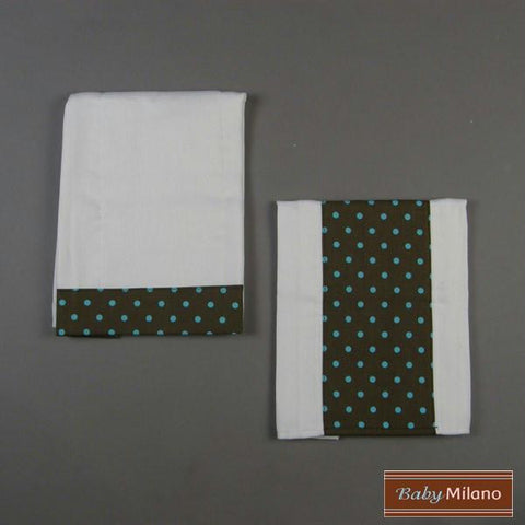 Burp Cloth Set - Black with Blue Dots Design by Baby Milano