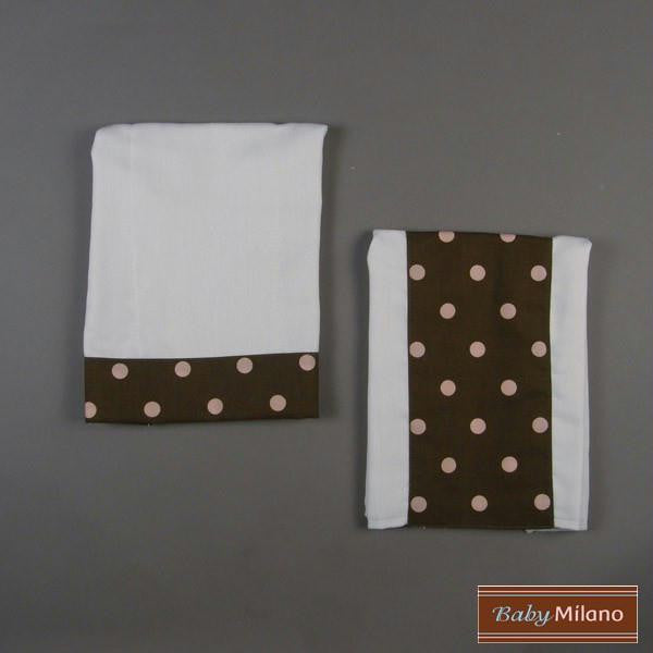 Burp Cloth Set - Brown with Pink Dots by Baby Milano