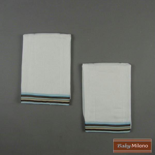 Burp Cloth Set - Brown, Ecru and Blue Stripes by Baby Milano