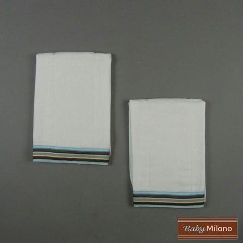 Burp Cloth Set - Brown, Ecru and Blue Stripes by Baby Milano