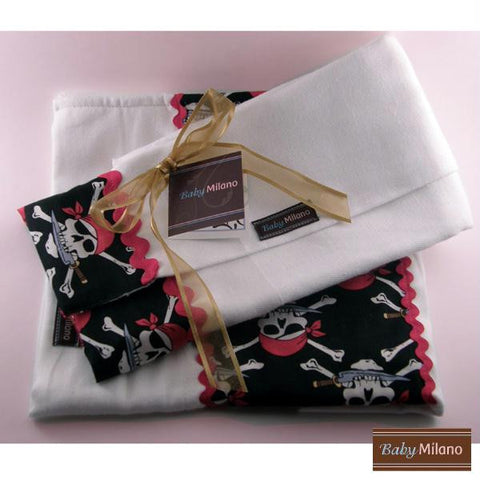 Burp Cloth Set - Pirate Skull and Cross Bones Design by Baby Milano