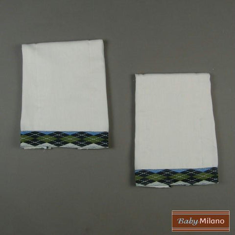 Baby Burp Cloths 2- Pack Blue Argyle