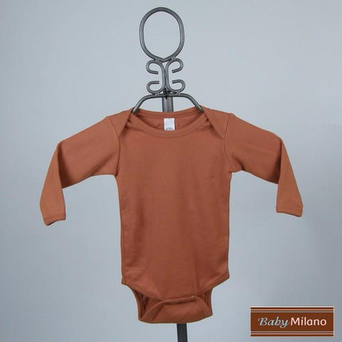 Burnt Orange Baby Bodysuit - Long Sleeve by Baby Milano