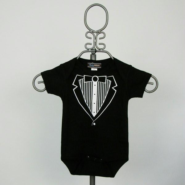 Black Jacket Tuxedo Bodysuit- Short Sleeve