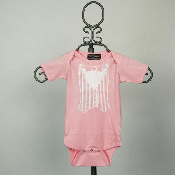 Pink Vest Tuxedo Bodysuit- Short Sleeve