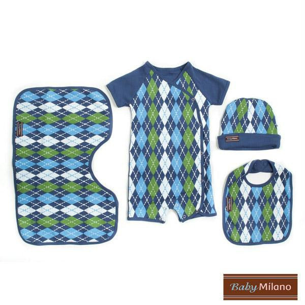 Argyle Baby Gift Set - Blue 4 pc