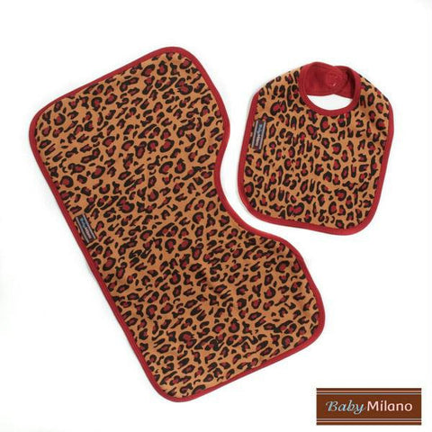 Leopard Print Baby Bib & Burp Cloth