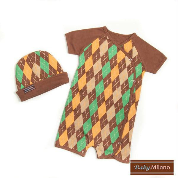 Brown Argyle Gift- Hat & Body Suit