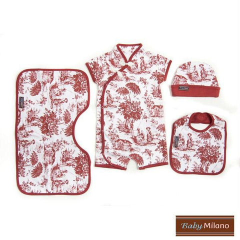 Burgundy Toile Gift Set - 4 pc