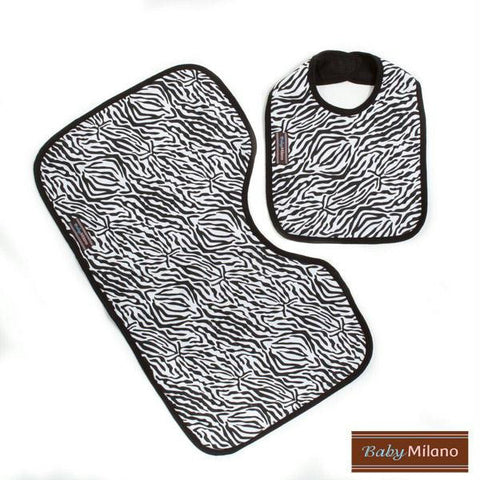 Bib & Burp Cloth Set - Zebra Print