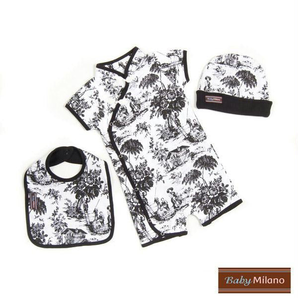 New Baby Gift Set - 3pc Black Toile