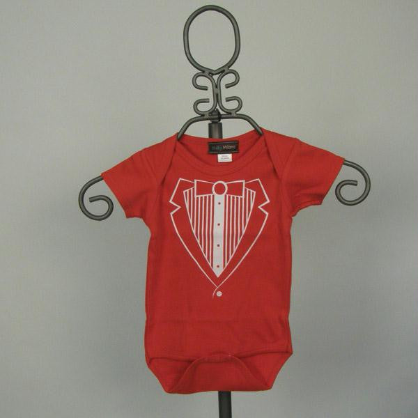 Red Vest Tuxedo Bodysuit- Short Sleeve