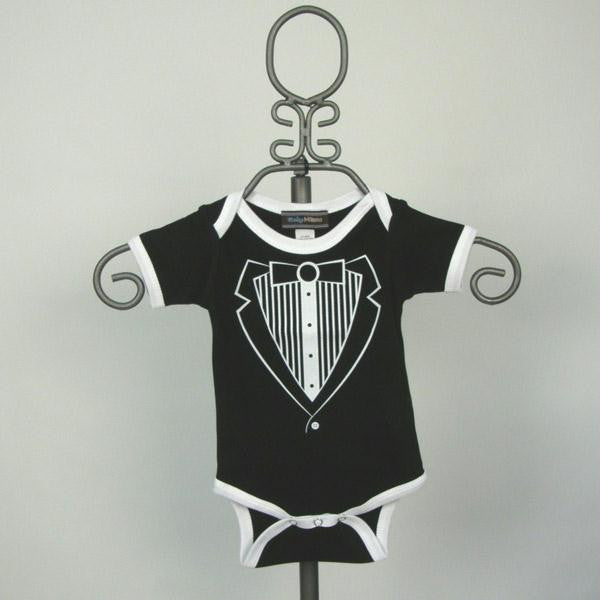 Black & White Jacket Tuxedo Bodysuit -Short Sleeve